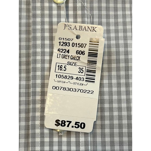 NWT JOS A BANK Traveler Collection Tailored Fit Dress Shirt Mens 16.5 35 LT Grey - Picture 3 of 6